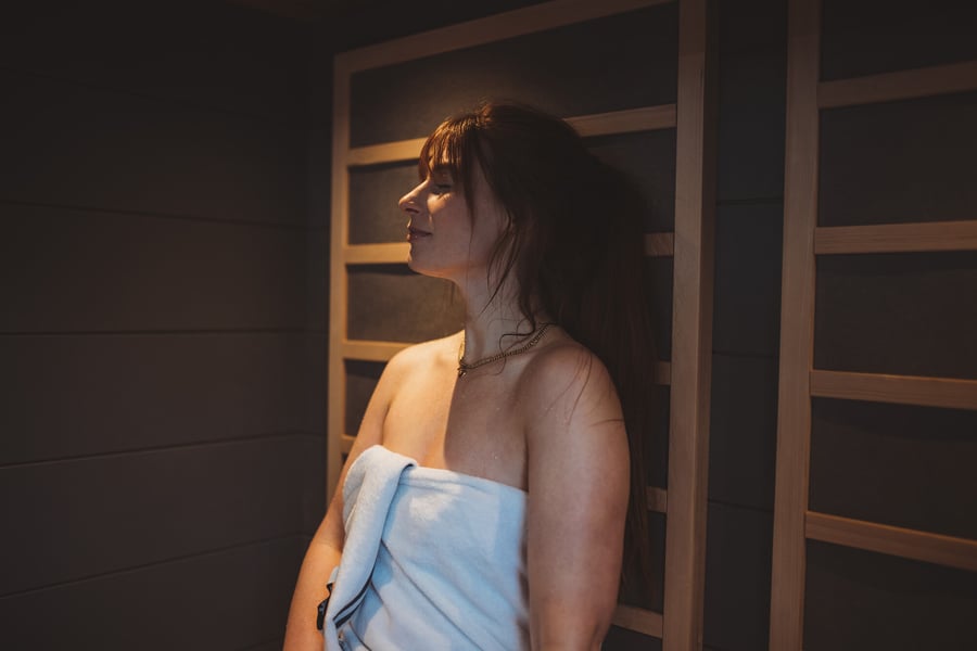 Woman in a sauna