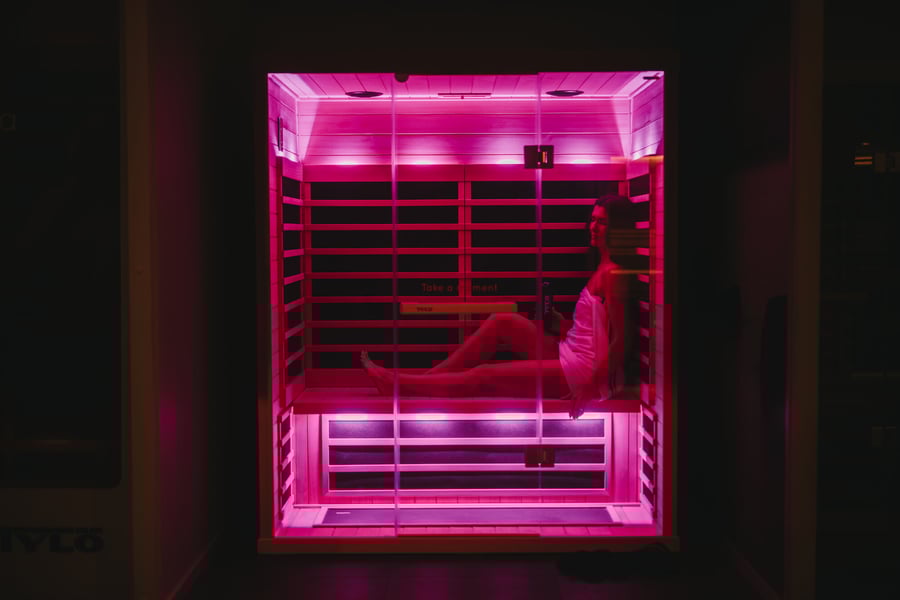 Woman in IR sauna