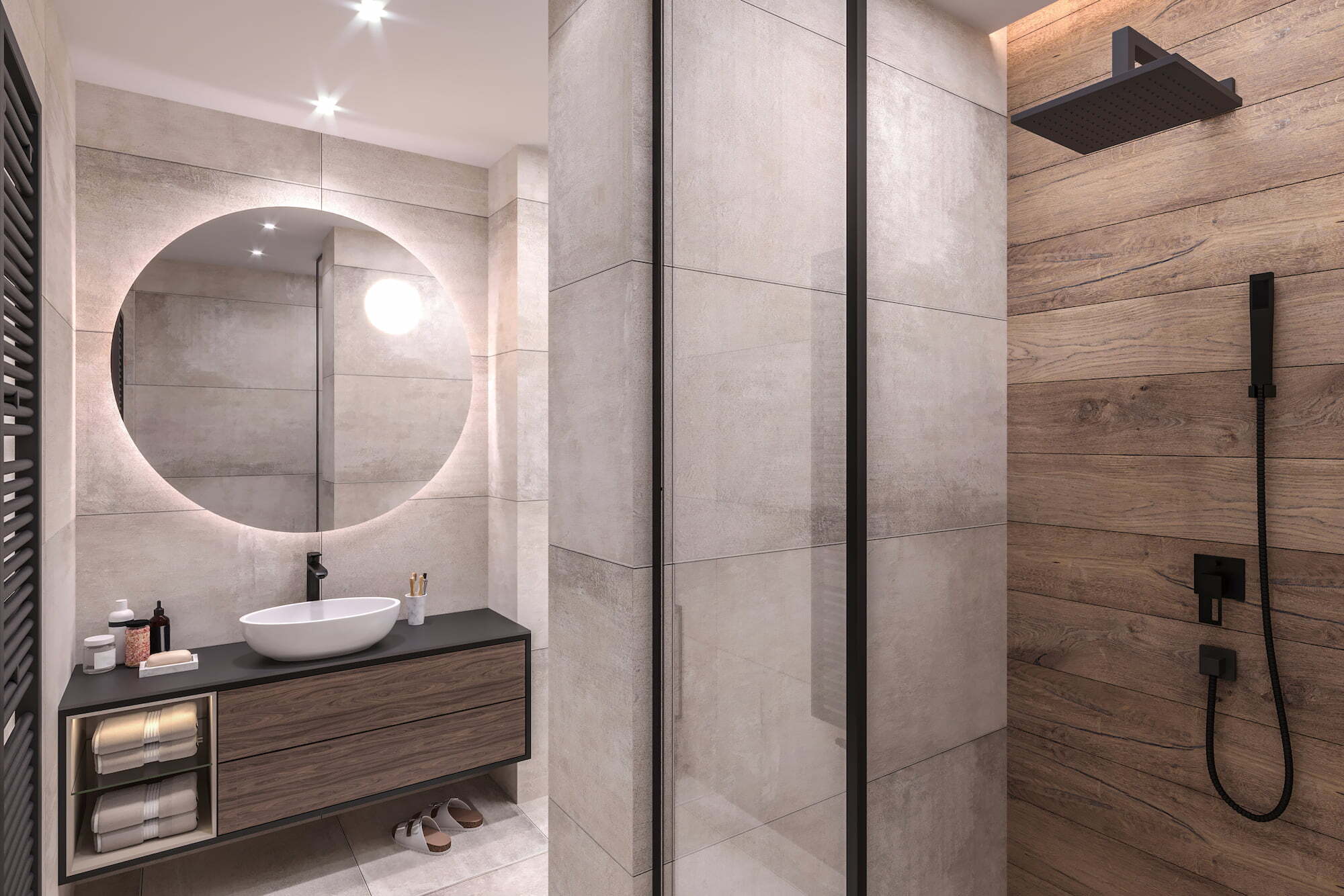 Bathroom in earthy colours